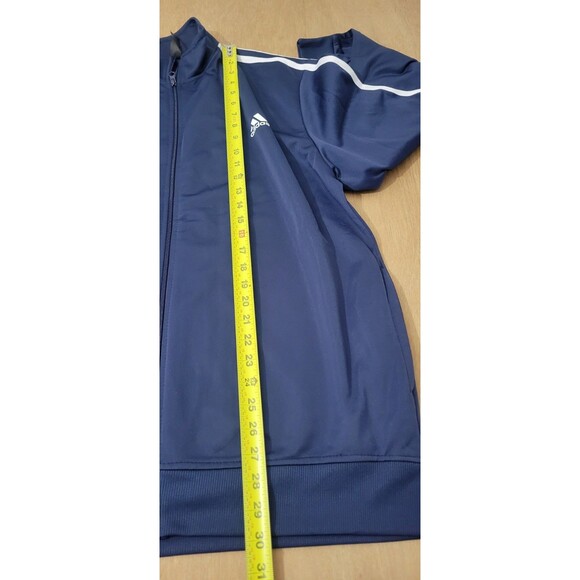 Adidas Track Jacket Mens XL Blue Striped Full Zip Pockets Three Stripe Logo - Picture 8 of 11